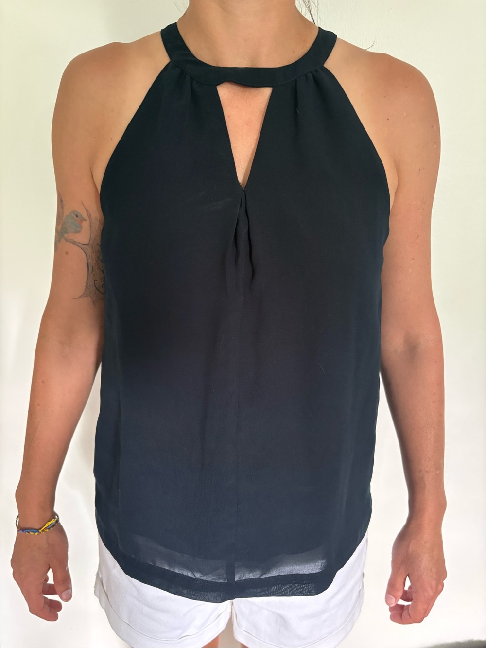 Banana Republic Dark Navy Halter Neck Sleeveless Top - Chic Keyhole Detail